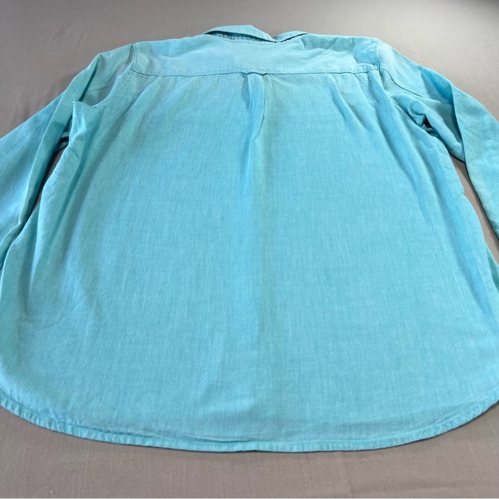 Calvin Klein Jeans Women’s XL Aqua Button-Up Shirt 100% Cotton Long Sleeve - Picture 9 of 14